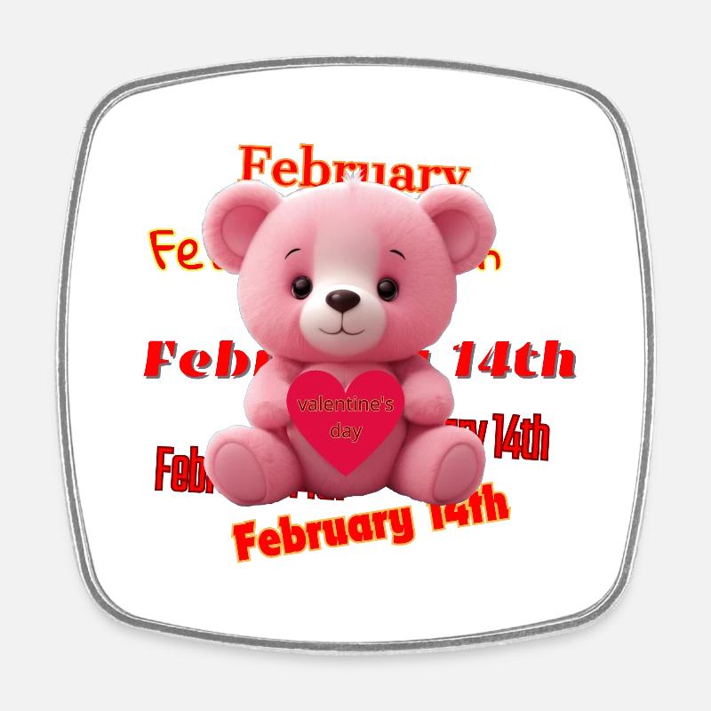Teddy bear with heart for St. Va's Day - Square fridge magnet - white
