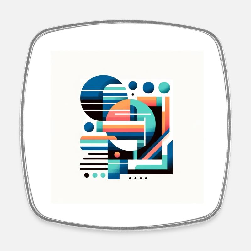 Futuristic geometry - Square fridge magnet - white