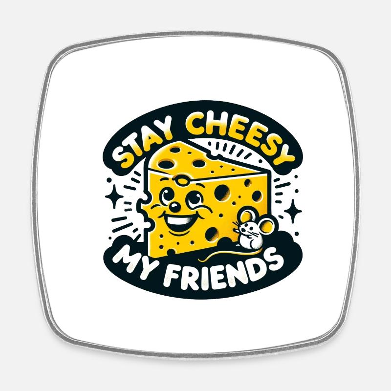 Stay Cheesy - Square fridge magnet - white