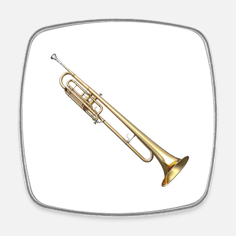 The trombone is a brass instrument - Square fridge magnet - white
