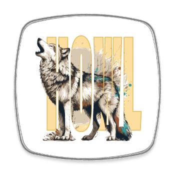 Loup hurlant - Magnet carré - blanc - Devant