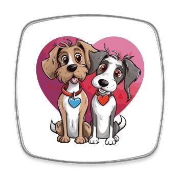 Valentine Dog Couple Hunde Pärchen - Viereckiger Kühlschrankmagnet - Weiß - Vorne