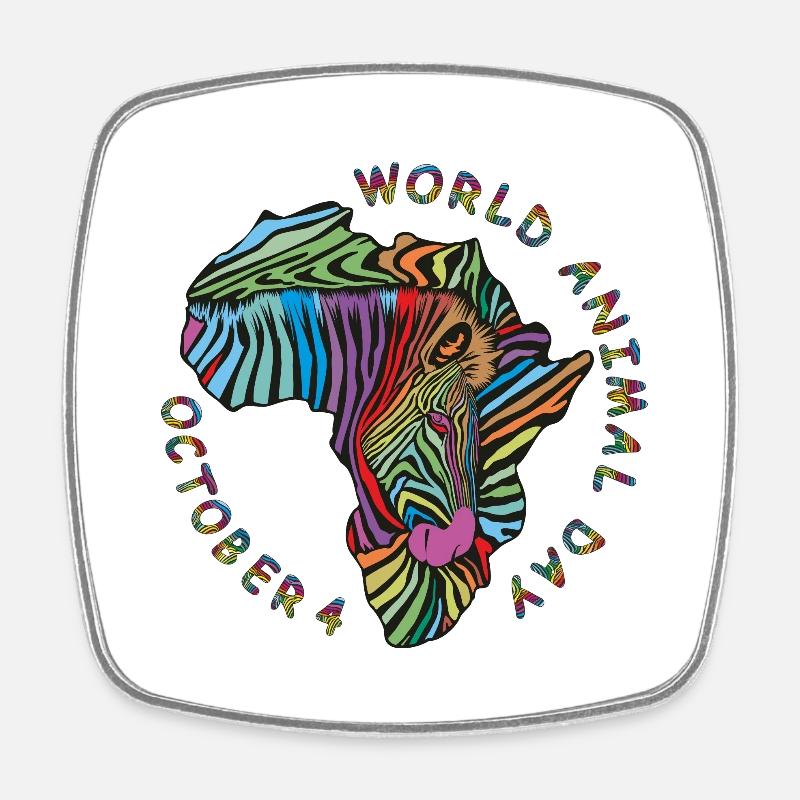 World Animal Day zebra background - Square fridge magnet - white