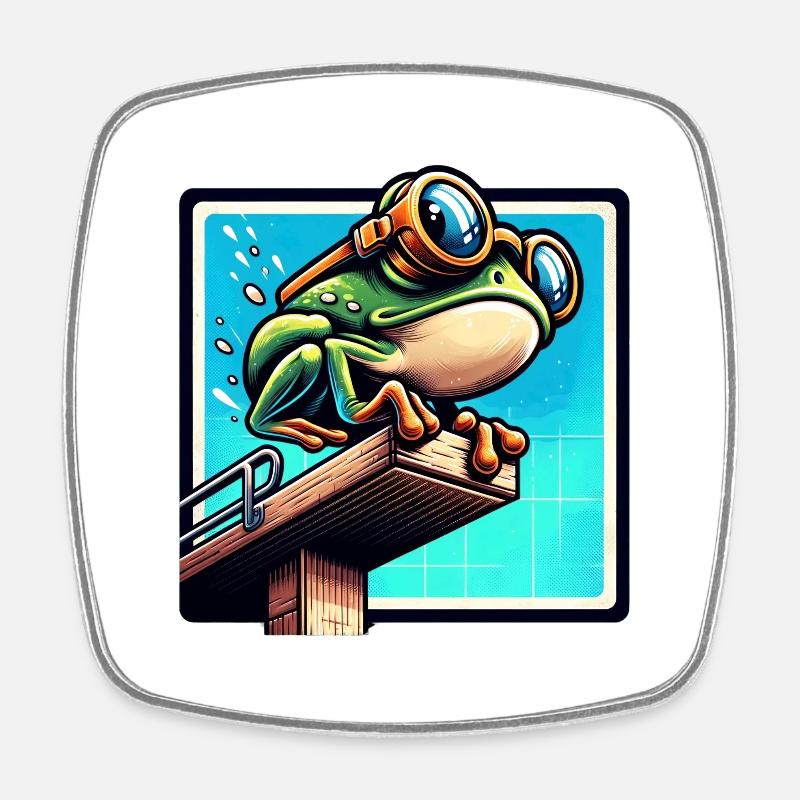 Frog ready to dive - Square fridge magnet - white