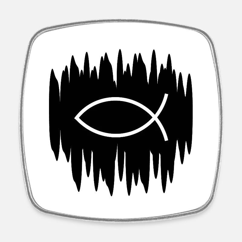 Jésus Poisson Blanc Noir Ichthys Poisson Poisson - Magnet carré - blanc