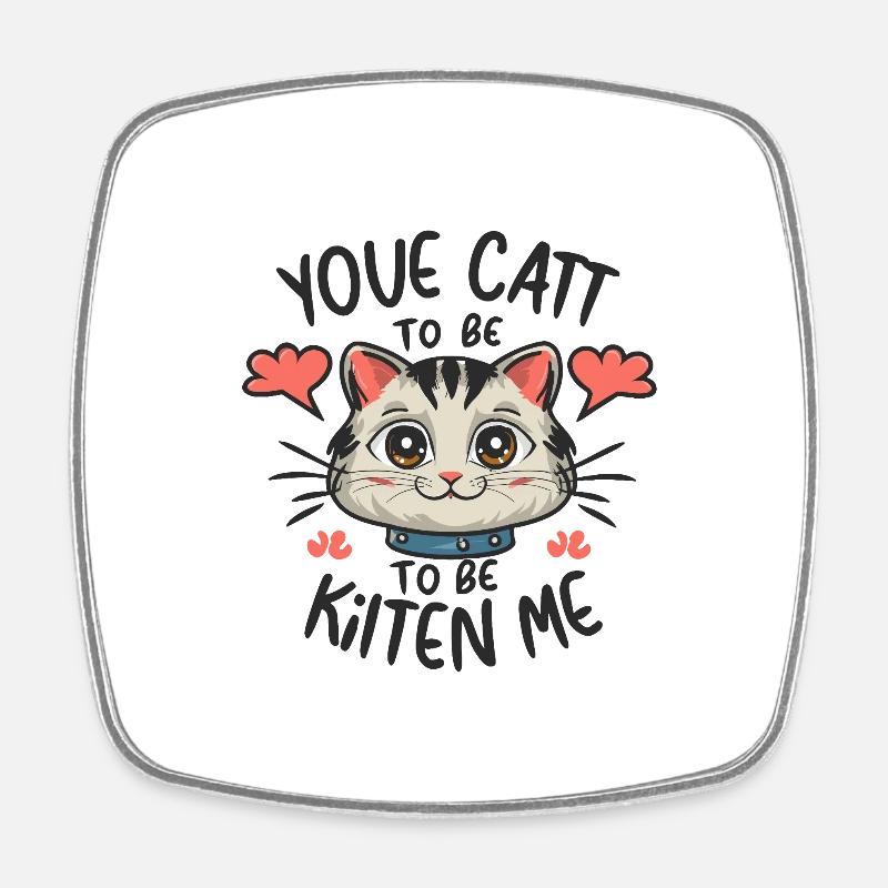 Comic Whisker Whimsy - Magnet carré - blanc