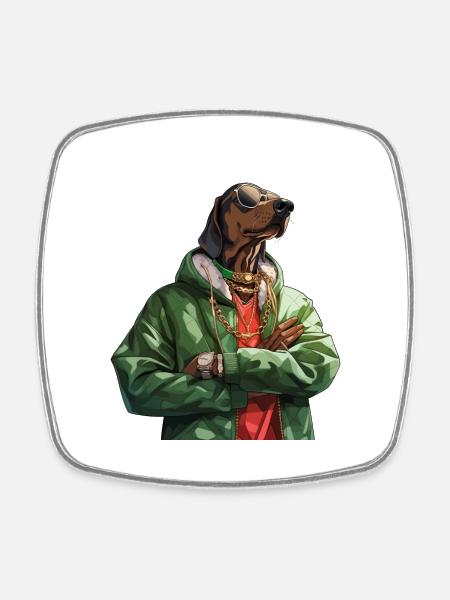 Snoop Dog - Viereckiger Kühlschrankmagnet - Weiß