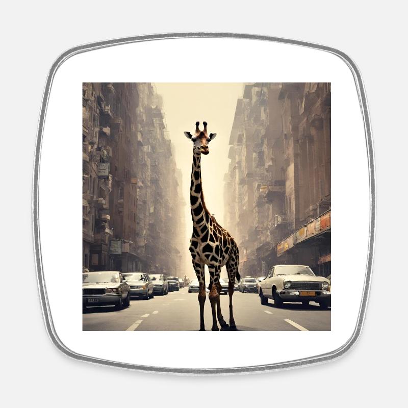 Giraffe - Square fridge magnet - white
