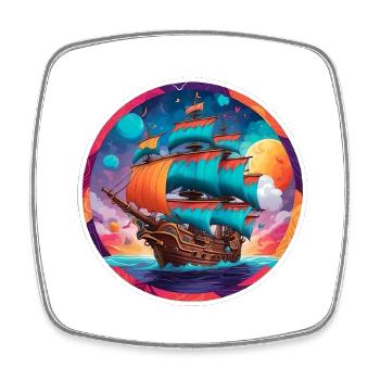 colorful pirateship - Viereckiger Kühlschrankmagnet - Weiß - Vorne