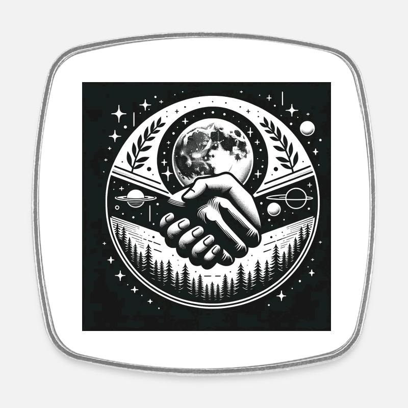 Cosmic Connection - Square fridge magnet - white