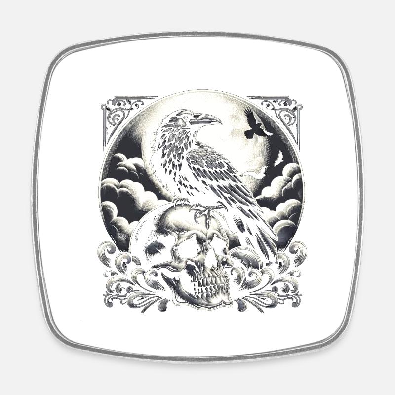 Eclipse of the Corvid - Square fridge magnet - white
