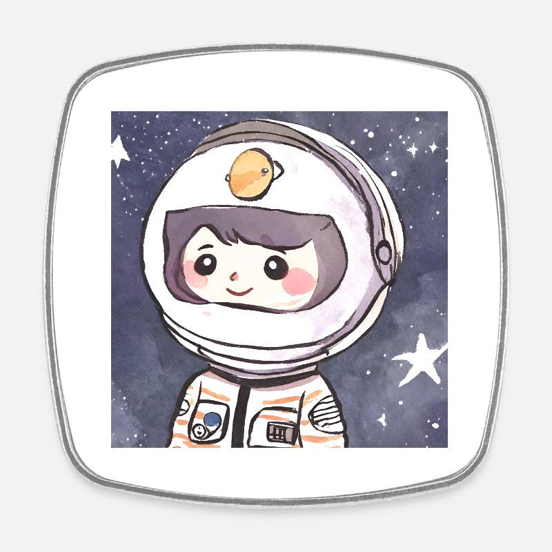 Astronaute mignon dans l’espace - Magnet carré - blanc
