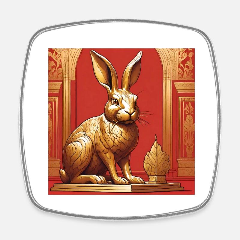 Lapin d’or - Magnet carré - blanc