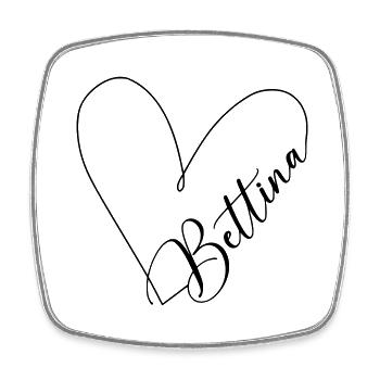 Bettina Name Heart Line - Square fridge magnet - white - Front