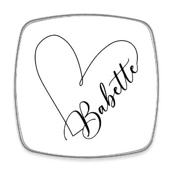Babette Name Heart Line - Square fridge magnet - white - Front