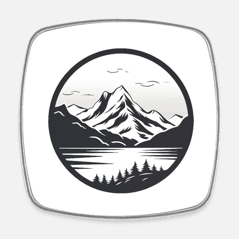 Frosty Mountain - Square fridge magnet - white