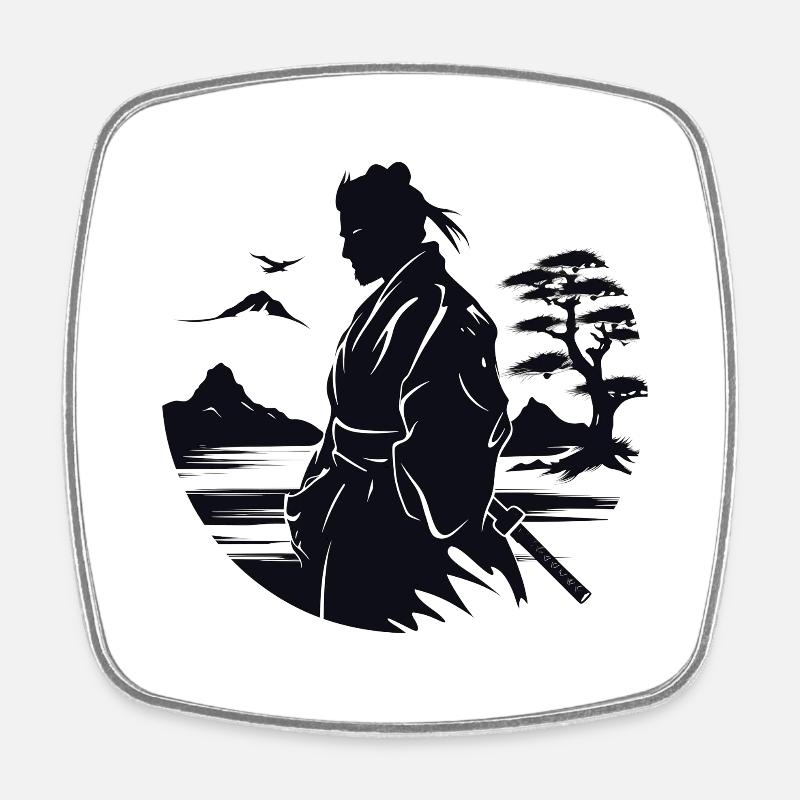 Zen-Samurai - Viereckiger Kühlschrankmagnet - Weiß