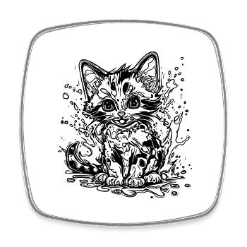 Süsse knuddlige Katze im Graffiti Tattoo Style - Viereckiger Kühlschrankmagnet - Weiß - Vorne