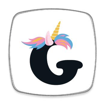 Unicorn Letter Rainbow Style "G" | be unique - Square fridge magnet - white - Front