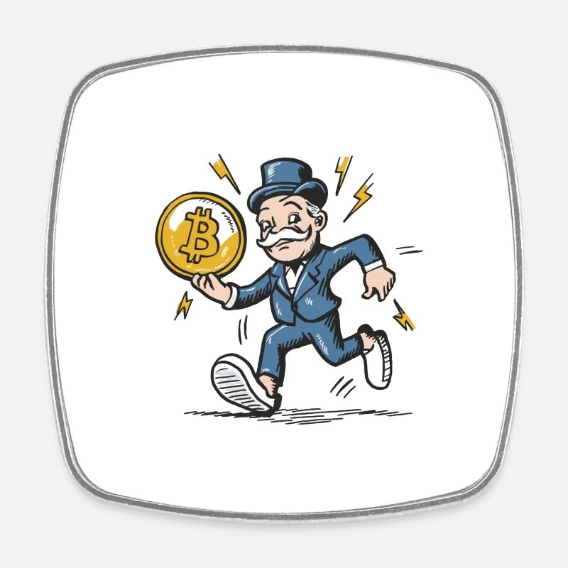 Mono poly Man holding Bitcoin - Square fridge magnet - white