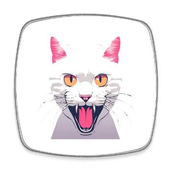 Angry Cat - Square fridge magnet - white - Front
