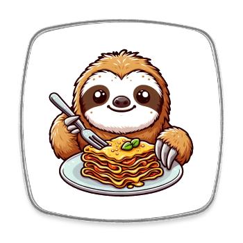 Le paresseux aime les pâtes Lasagne italienne - Magnet carré - blanc - Devant