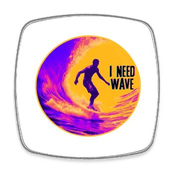 I Need Wave - Surfer - Square fridge magnet - white - Front