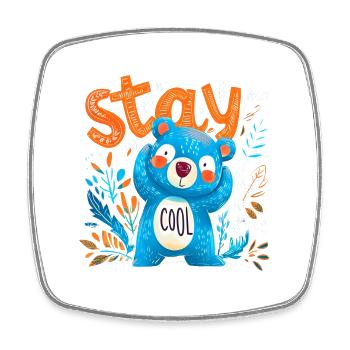 Stay Cool cute casual bear to cuddle - Square fridge magnet - white - Front