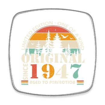 1947 : Légende vintage pour le 77e anniversaire - Magnet carré - blanc - Devant