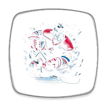 Hockey sur glace - Magnet carré - blanc - Devant