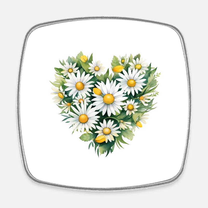 Daisy Heart - Square fridge magnet - white