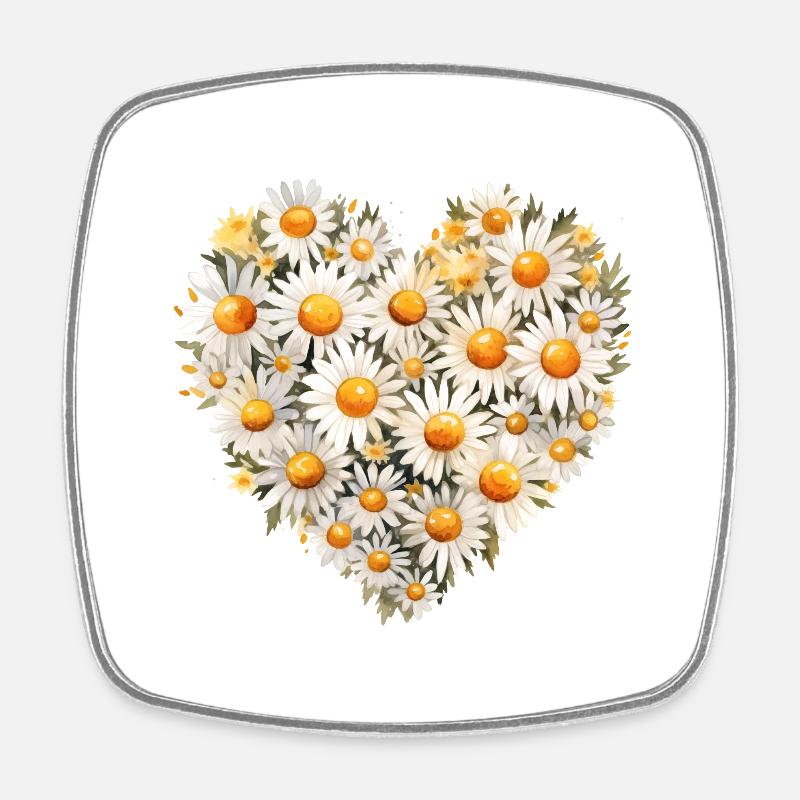 Daisy Bouquet - Square fridge magnet - white