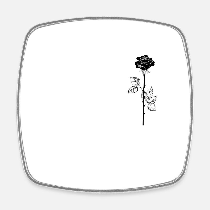 Rose noire - Magnet carré - blanc