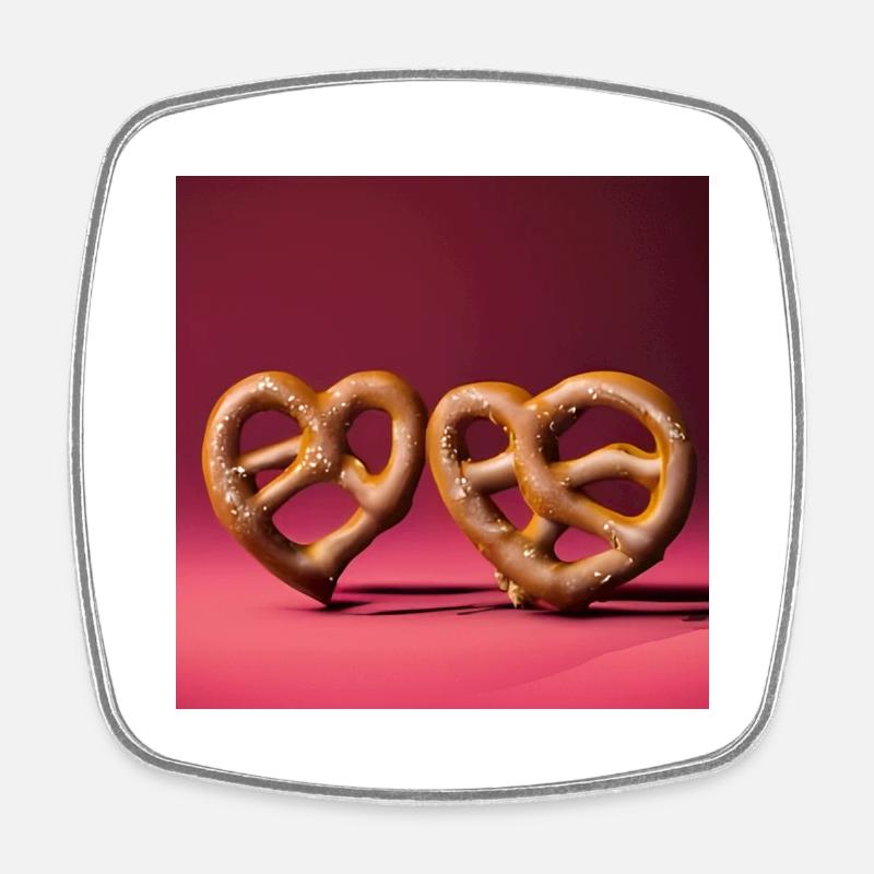 Pretzel Heart - Square fridge magnet - white