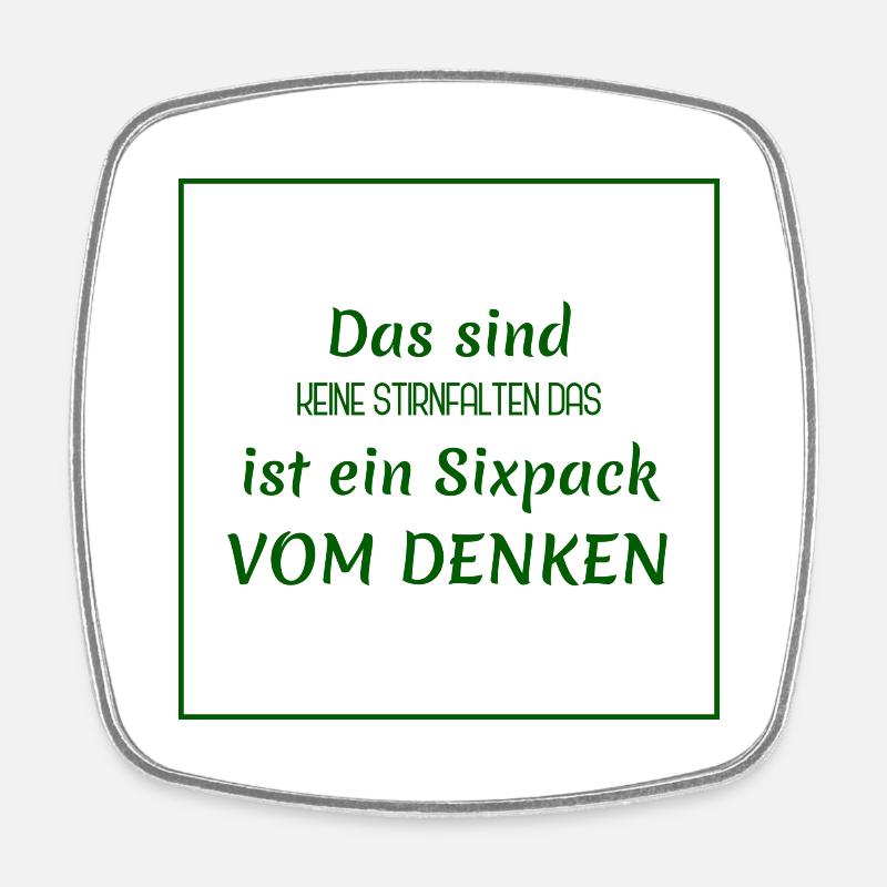 Funny Sayings - Thinking vs. Six-Pack - Square fridge magnet - white