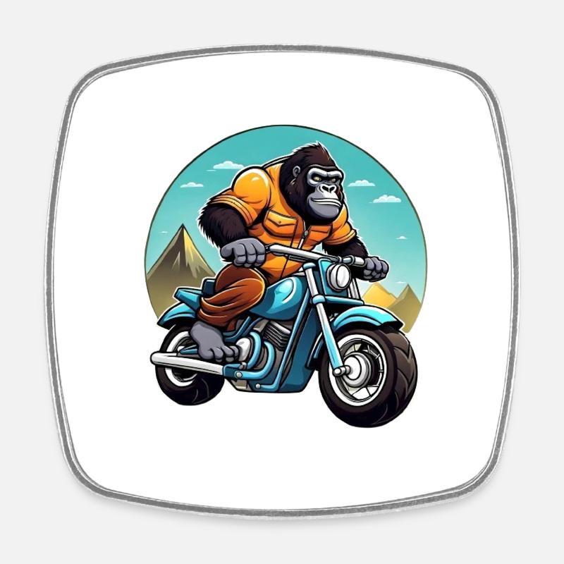 Gorilla Biker - Square fridge magnet - white