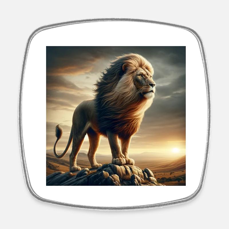 Lion - Square fridge magnet - white