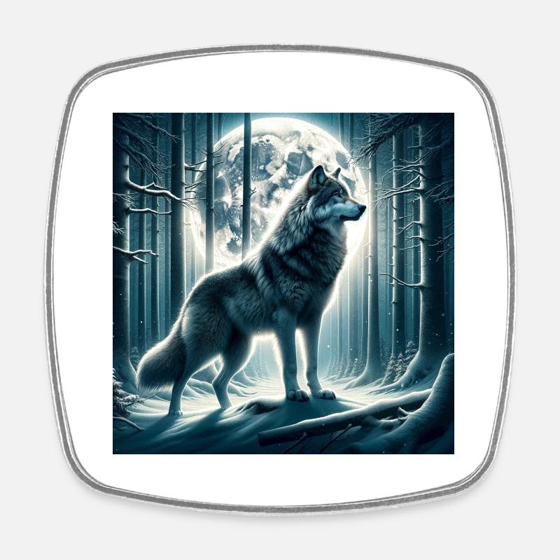 Wolf - Viereckiger Kühlschrankmagnet - Weiß