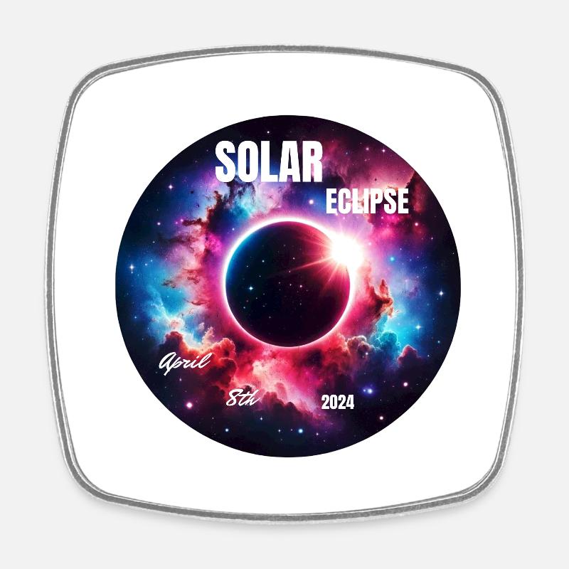 Solar Eclipse April 8, 2024: Celestial Miracle - Square fridge magnet - white