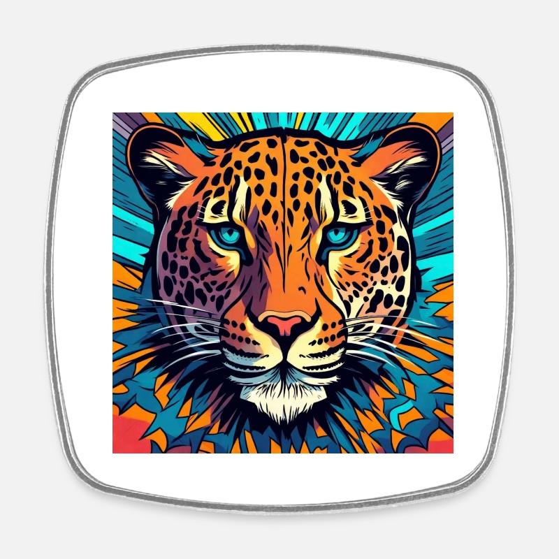 Leopard - Square fridge magnet - white