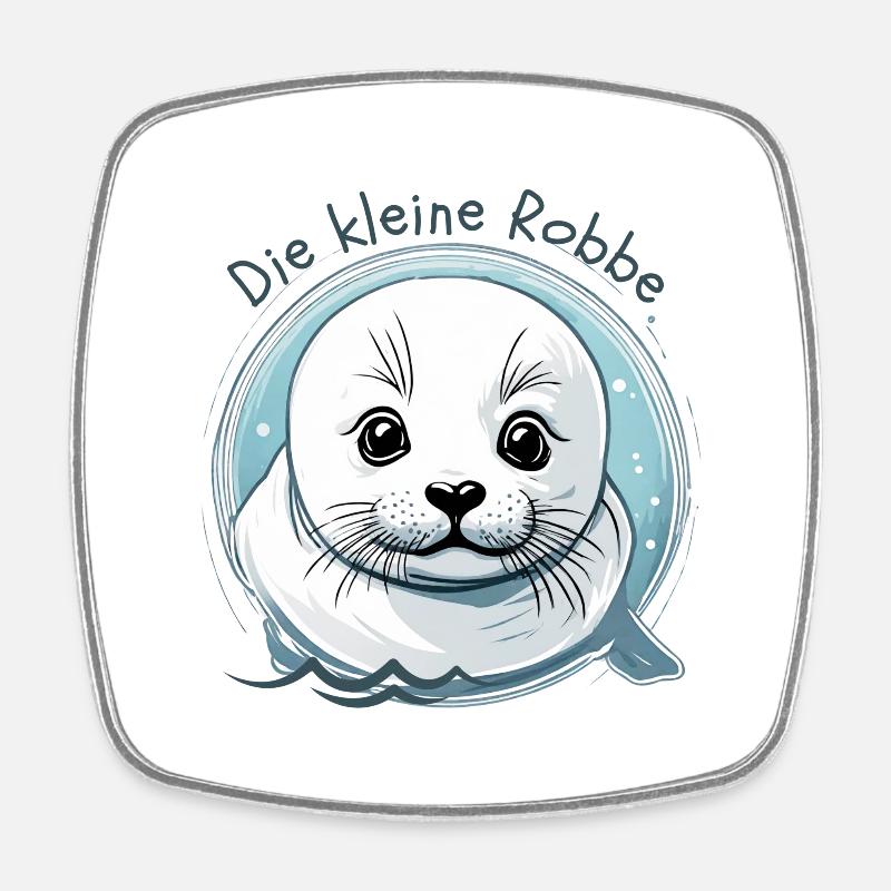 Phoque - Magnet carré - blanc