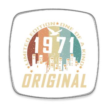 Vintage December 1971 53 Year Anniversary Gift - Square fridge magnet - white - Front