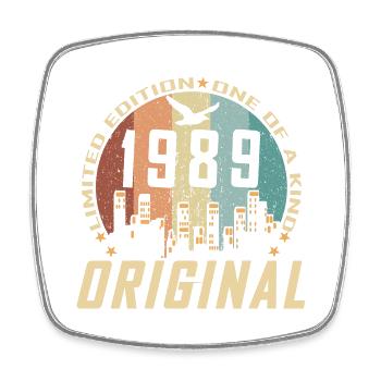 Vintage Décembre 1989 Cadeau d Anniversaire 35 ans - Magnet carré - blanc - Devant