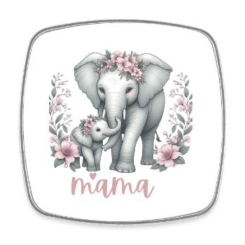 Mama Heart Floral Wreath Elephant Baby Shower - Viereckiger Kühlschrankmagnet - Weiß - Vorne