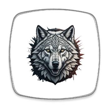 Wolf - Square fridge magnet - white - Front