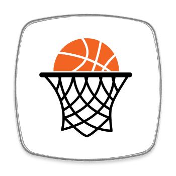 Basket-ball - Magnet carré - blanc - Devant