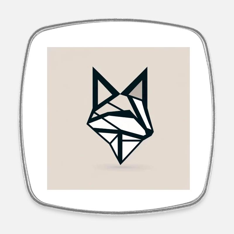 Geometric Minimal Fox - Square fridge magnet - white
