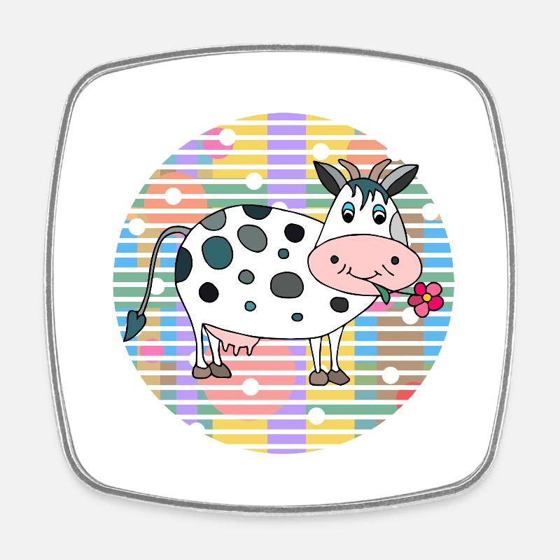 Vache - Magnet carré - blanc