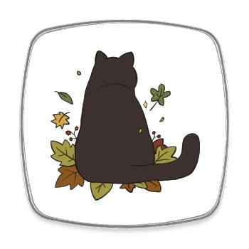 Herbstkatze #2 - Viereckiger Kühlschrankmagnet - Weiß - Vorne