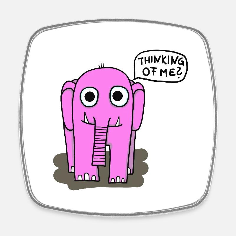 Pink Elephant - Square fridge magnet - white